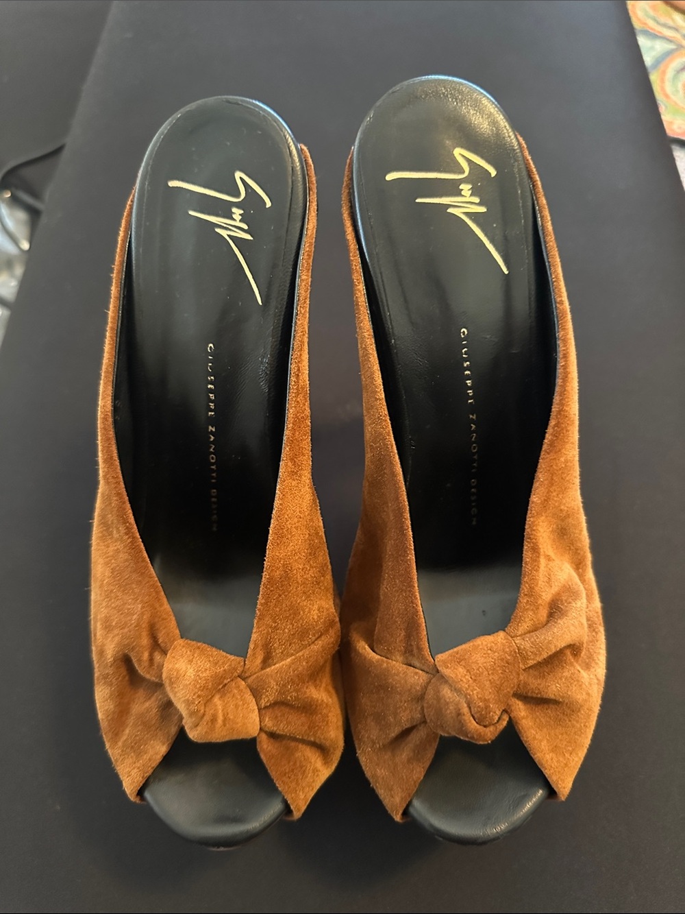 Giuseppe Zanotti Brown Suede Wood-Platform Studded Mule - Picture 8 of 14
